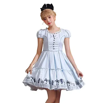 Светло-голубые женские костюмы принцессы Алисы на Хэллоуин, косплей горничной, карнавальный парад в Пурим, ролевая игра, показ на сцене, праздничное платье