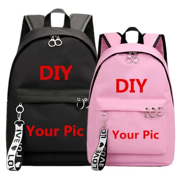 Сделай сам свои фотографии Именной рюкзак для фанатов, сумки для школьных книг, группа Mochila, Дорожная сумка для ноутбука, лента, Кольцо, Круг, рюкзак, Розовый, черный