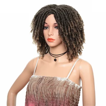 Синтетический плетеный парик с дредами Twist Ombre Черный/Светло-коричневый с короткими вьющимися волокнами, синтетическая замена для ежедневных вечеринок для женщин