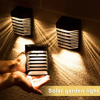 Солнечная Светодиодная Лампа Не Требуется Подключение IP54 Водонепроницаемая Зарядка Выдалбливаемый Садовый Двор На Солнечной Энергии Светодиодный Настенный Светильник Садовые Принадлежности