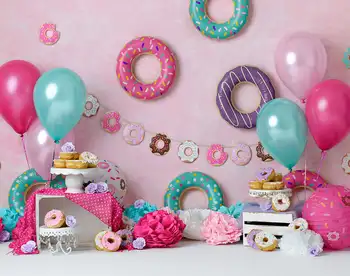 тема девушки розовые конфеты пончик воздушный шар детский душ новорожденные дети плакат для вечеринки по случаю дня рождения фото фоны фон для фотосъемки