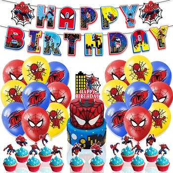 Украшение вечеринки по Случаю Дня рождения Человека-паука Disney Детский Латексный Воздушный шар Marvel Мстители Человек-Паук Тематические Принадлежности для мероприятий Баннер, Топпер для торта