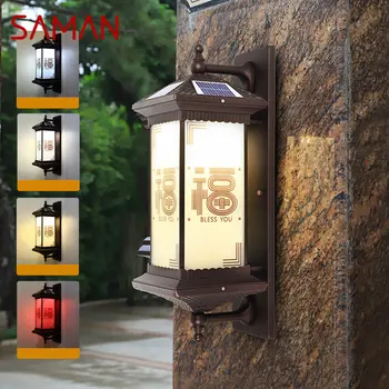 Уличный солнечный настенный светильник SAMAN, Креативный Китайский светильник-бра, водонепроницаемый IP65 для дома, виллы, балкона, двора