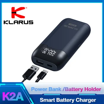 Умное зарядное устройство 3 в 1 Power Bank Держатель батареи Со светодиодным дисплеем Smart Charger для 21700 20700, только для Klarus 18650 (2 слота)