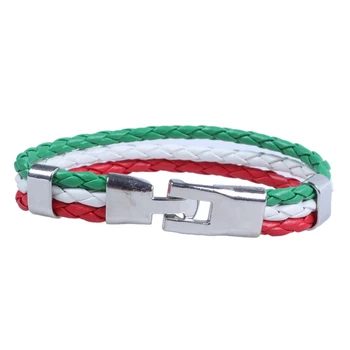 Ювелирный браслет, браслет с итальянским флагом, кожаный сплав, для мужчин и женщин, зеленый, белый, красный (ширина 14 мм, длина 21,5 см)